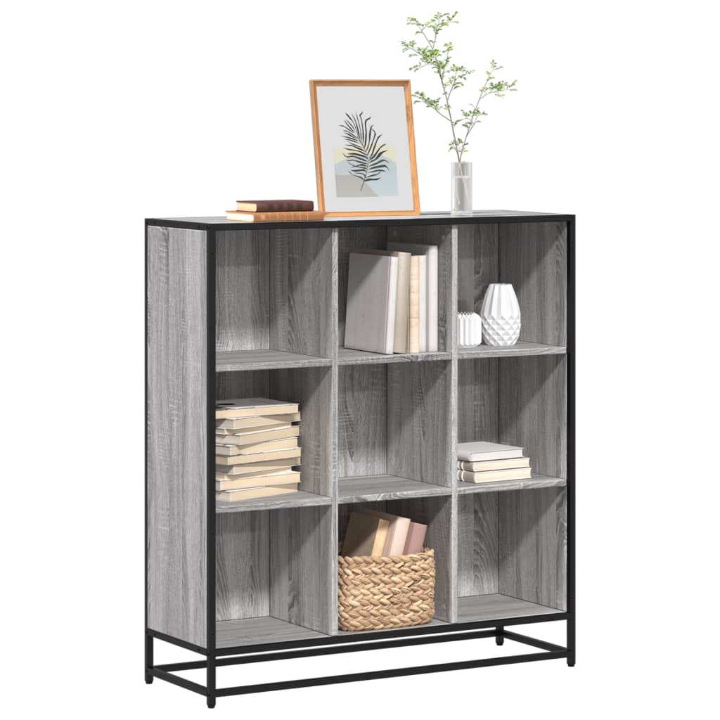 Bookcase Grey Sonoma 97,5x33x107,5 cm Engineered Wood and Metal