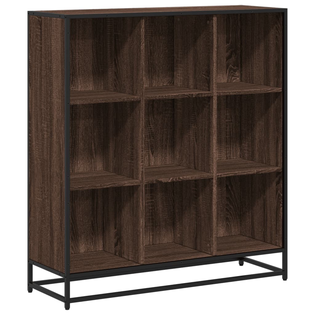 vidaXL Bookcase Brown Oak 97.5x33x107.5 cm Engineered Wood and Metal