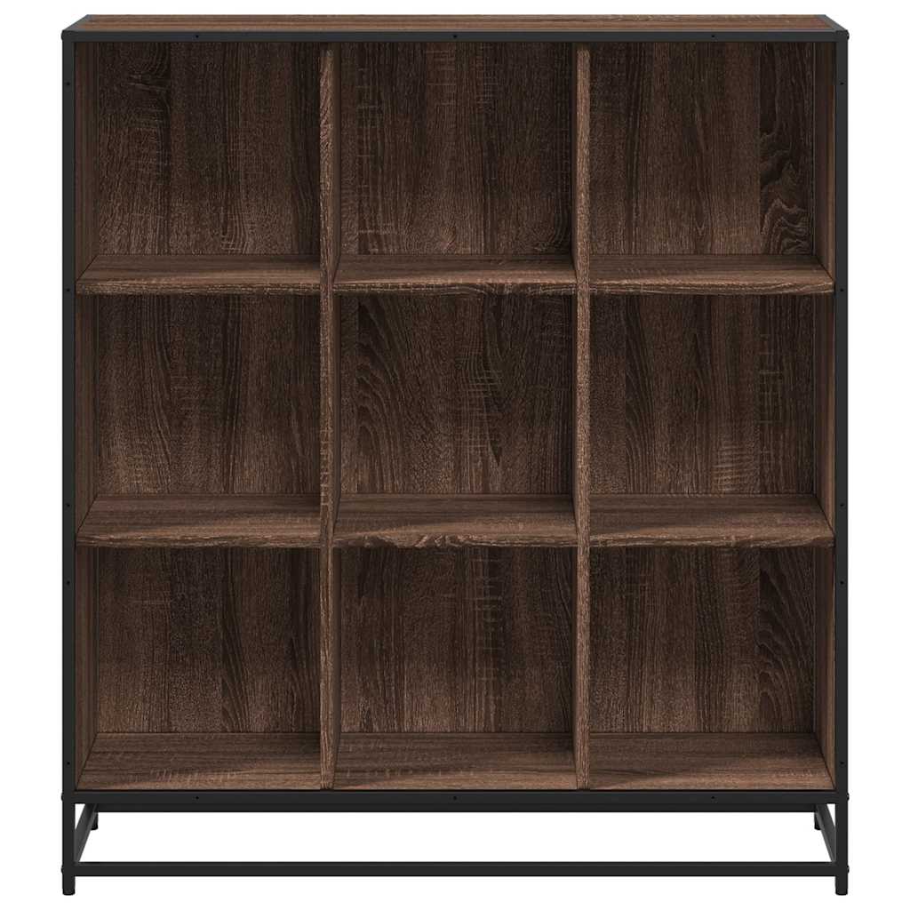 vidaXL Bookcase Brown Oak 97.5x33x107.5 cm Engineered Wood and Metal