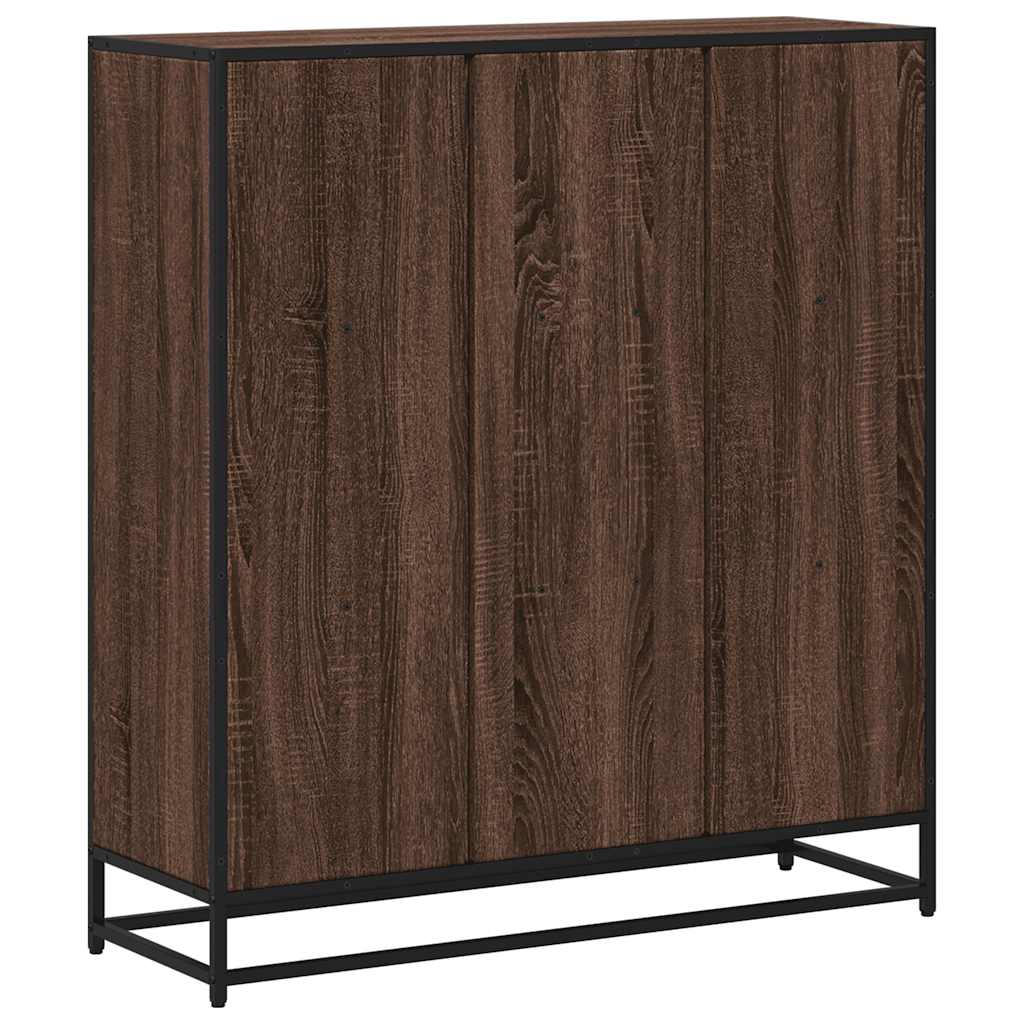 vidaXL Bookcase Brown Oak 97.5x33x107.5 cm Engineered Wood and Metal