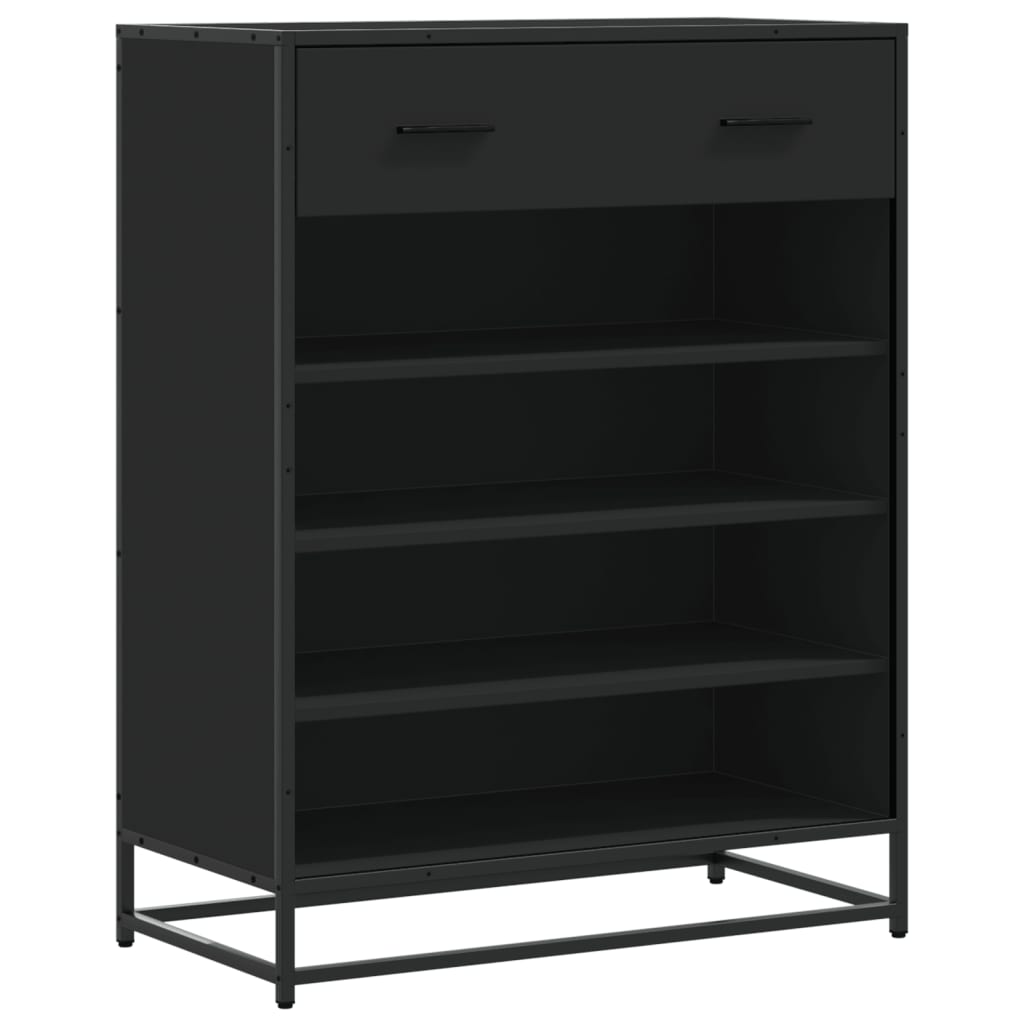 vidaXL Shoe Cabinet Black 75x38x97.5 cm Engineered Wood and Metal