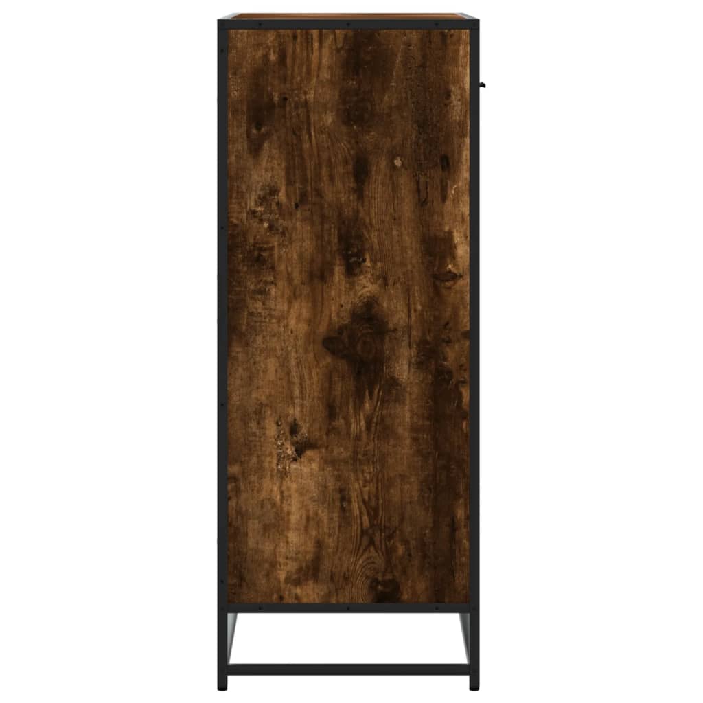 Shoe Cabinet Smoked Oak 75x38x97.5 cm Engineered Wood and Metal