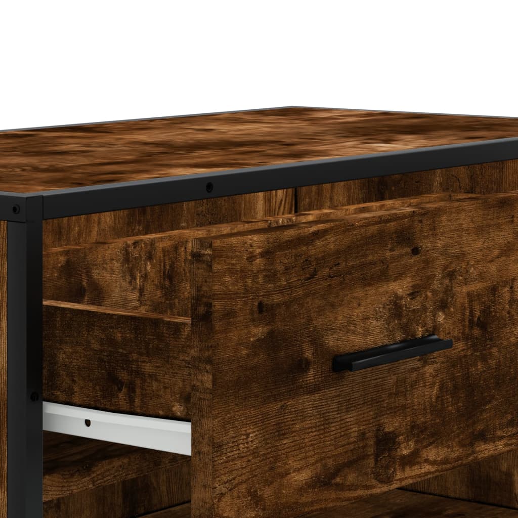 Shoe Cabinet Smoked Oak 75x38x97.5 cm Engineered Wood and Metal