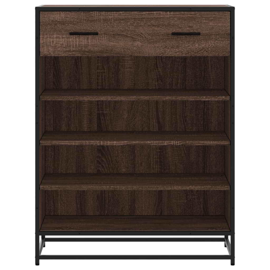 vidaXL Shoe Cabinet Brown Oak 75x38x97.5 cm Engineered Wood and Metal