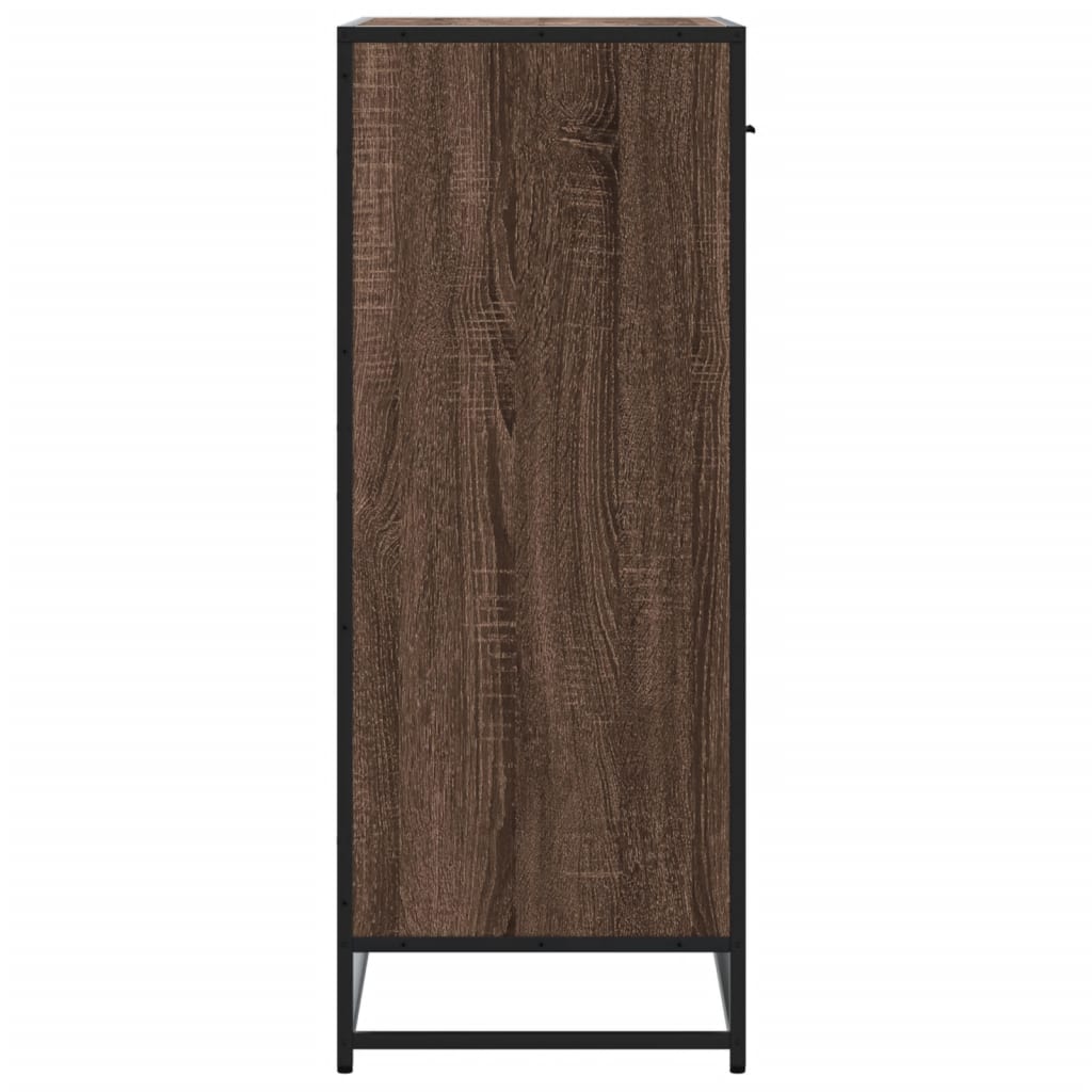 vidaXL Shoe Cabinet Brown Oak 75x38x97.5 cm Engineered Wood and Metal