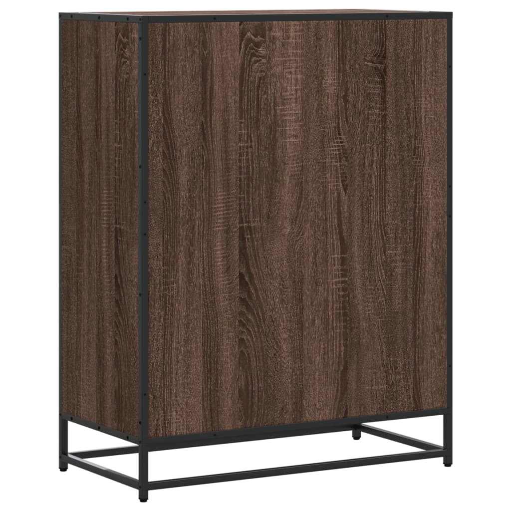 vidaXL Shoe Cabinet Brown Oak 75x38x97.5 cm Engineered Wood and Metal