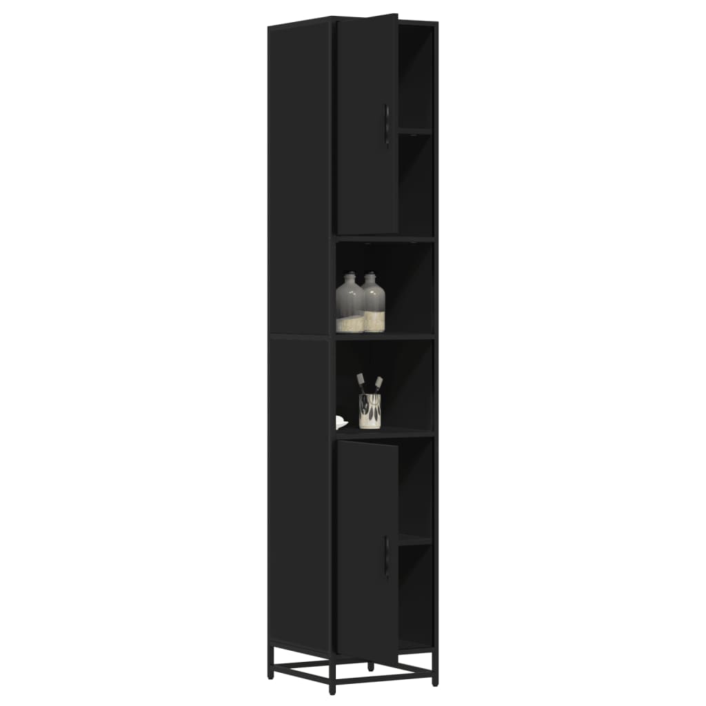 vidaXL Bathroom Cabinet Black 35x37.5x188.5 cm Engineered Wood and Metal