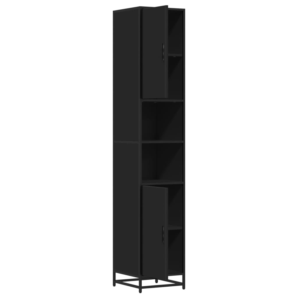 vidaXL Bathroom Cabinet Black 35x37.5x188.5 cm Engineered Wood and Metal