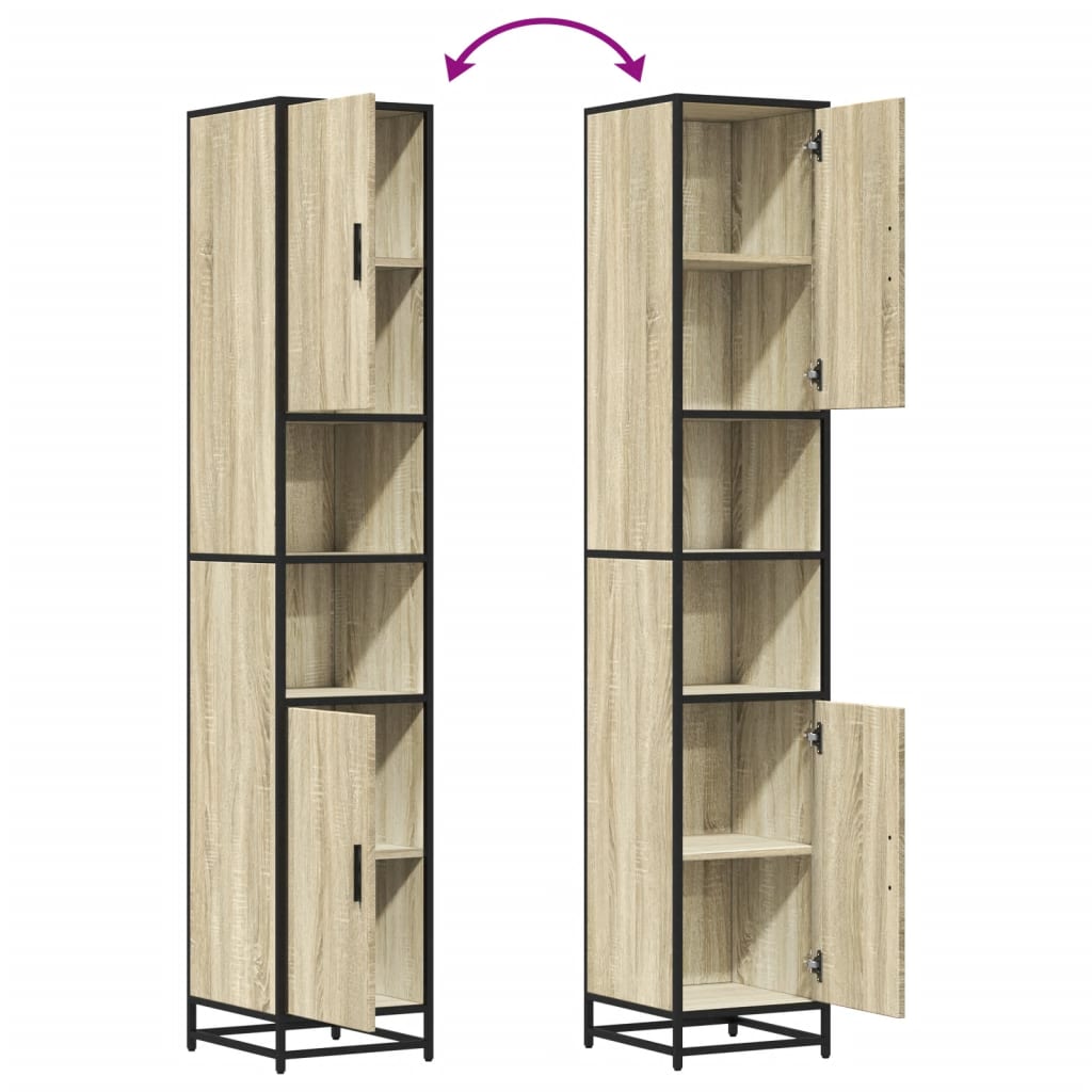 vidaXL Bathroom Cabinet Sonoma Oak 35x37.5x188.5 cm Engineered Wood and Metal