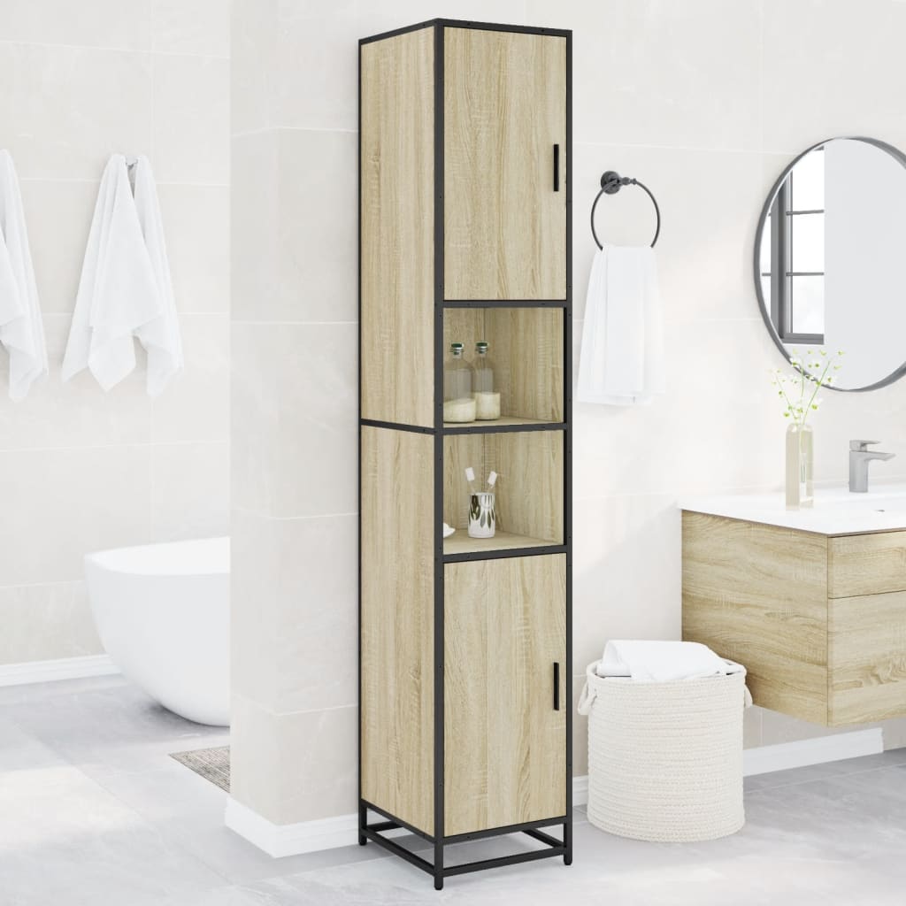 vidaXL Bathroom Cabinet Sonoma Oak 35x37.5x188.5 cm Engineered Wood and Metal