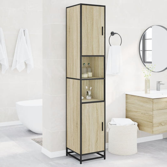 vidaXL Bathroom Cabinet Sonoma Oak 35x37.5x188.5 cm Engineered Wood and Metal