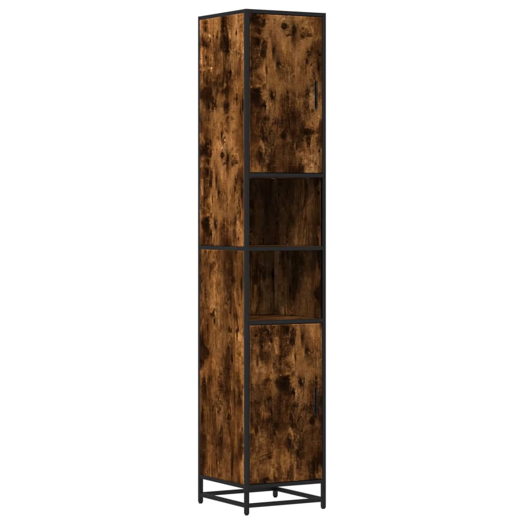 Bathroom Cabinet Smoked Oak 35x37,5x188,5 cm Engineered Wood and Metal