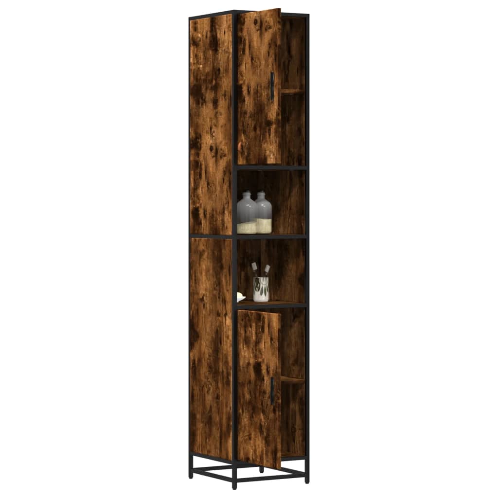 Bathroom Cabinet Smoked Oak 35x37,5x188,5 cm Engineered Wood and Metal