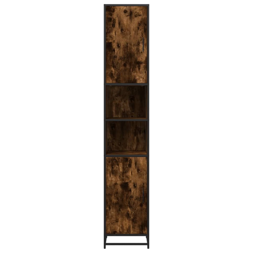 Bathroom Cabinet Smoked Oak 35x37,5x188,5 cm Engineered Wood and Metal