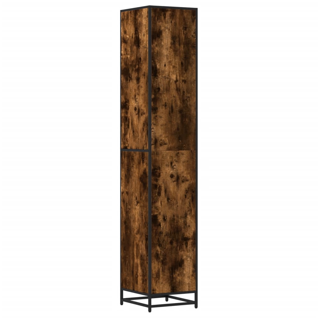 Bathroom Cabinet Smoked Oak 35x37,5x188,5 cm Engineered Wood and Metal