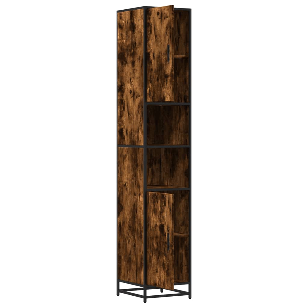Bathroom Cabinet Smoked Oak 35x37,5x188,5 cm Engineered Wood and Metal