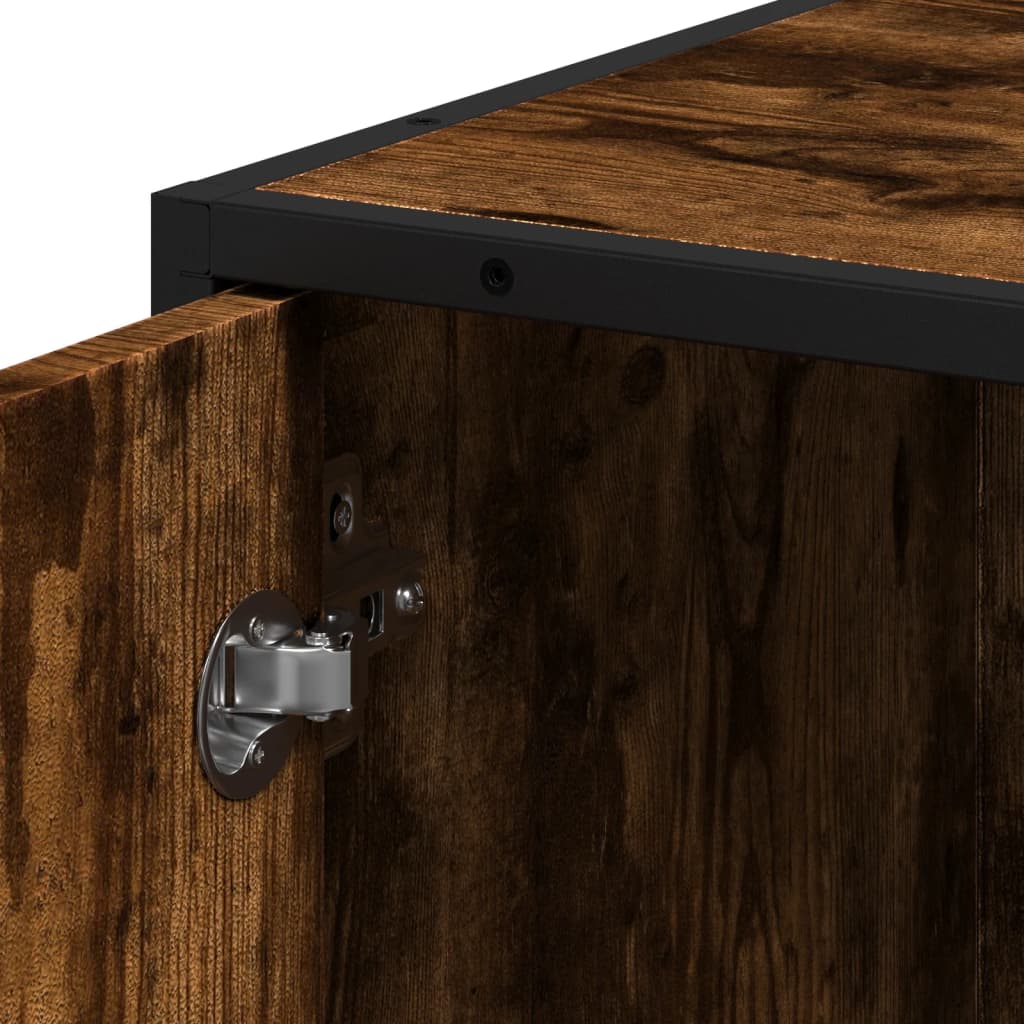 Bathroom Cabinet Smoked Oak 35x37,5x188,5 cm Engineered Wood and Metal