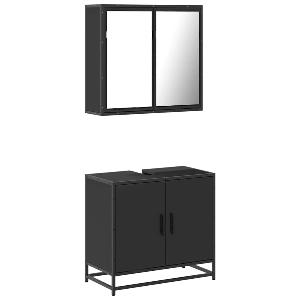 vidaXL 2 Piece Bathroom Furniture Set Black Engineered Wood