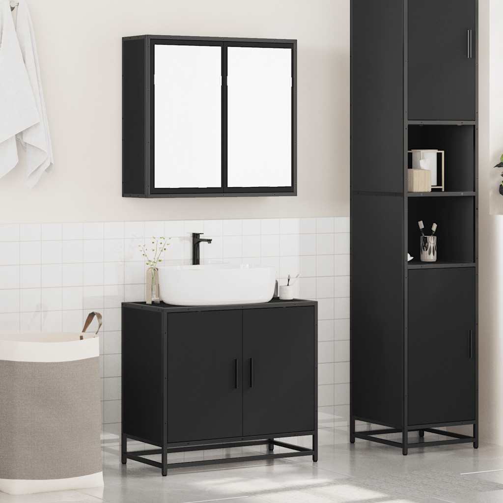 vidaXL 2 Piece Bathroom Furniture Set Black Engineered Wood