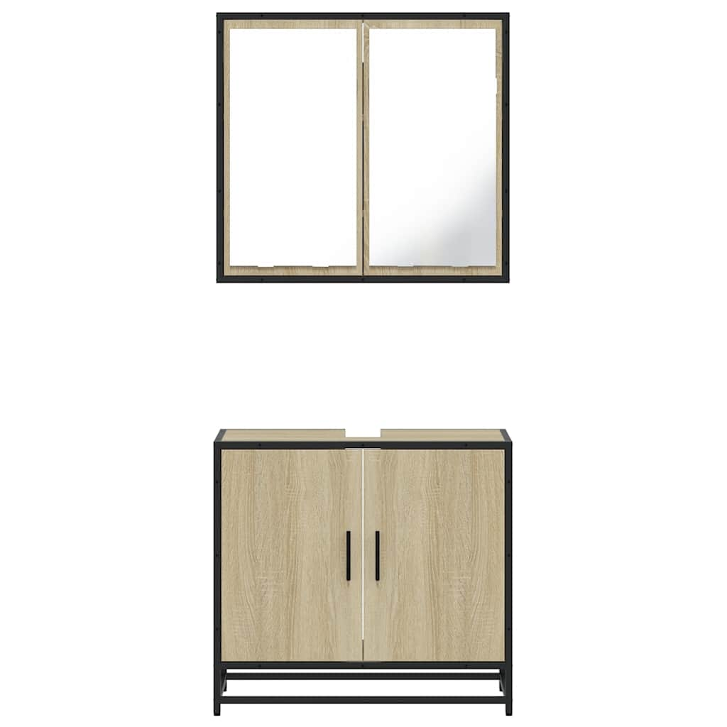 vidaXL 2 Piece Bathroom Furniture Set Sonoma Oak Engineered Wood