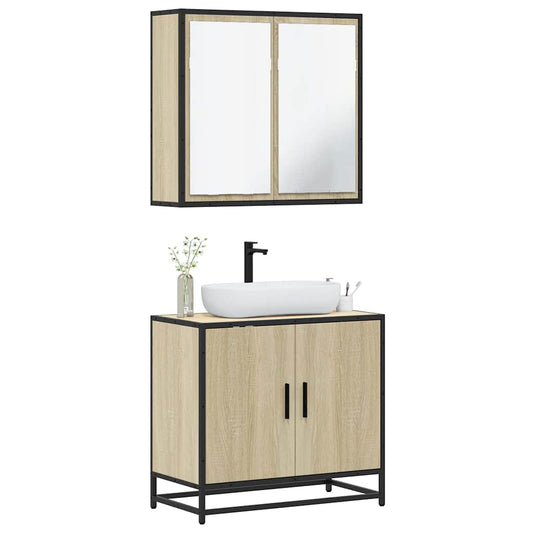 vidaXL 2 Piece Bathroom Furniture Set Sonoma Oak Engineered Wood