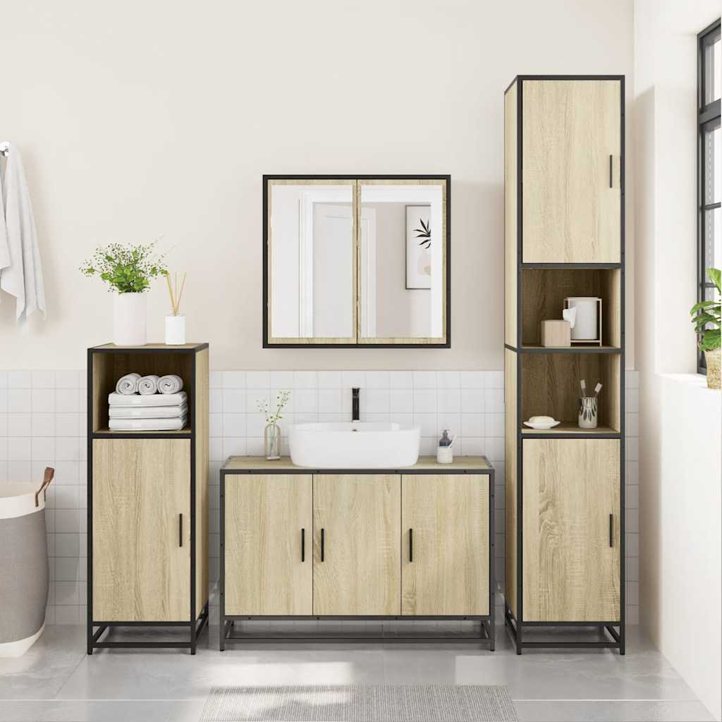 vidaXL 2 Piece Bathroom Furniture Set Sonoma Oak Engineered Wood