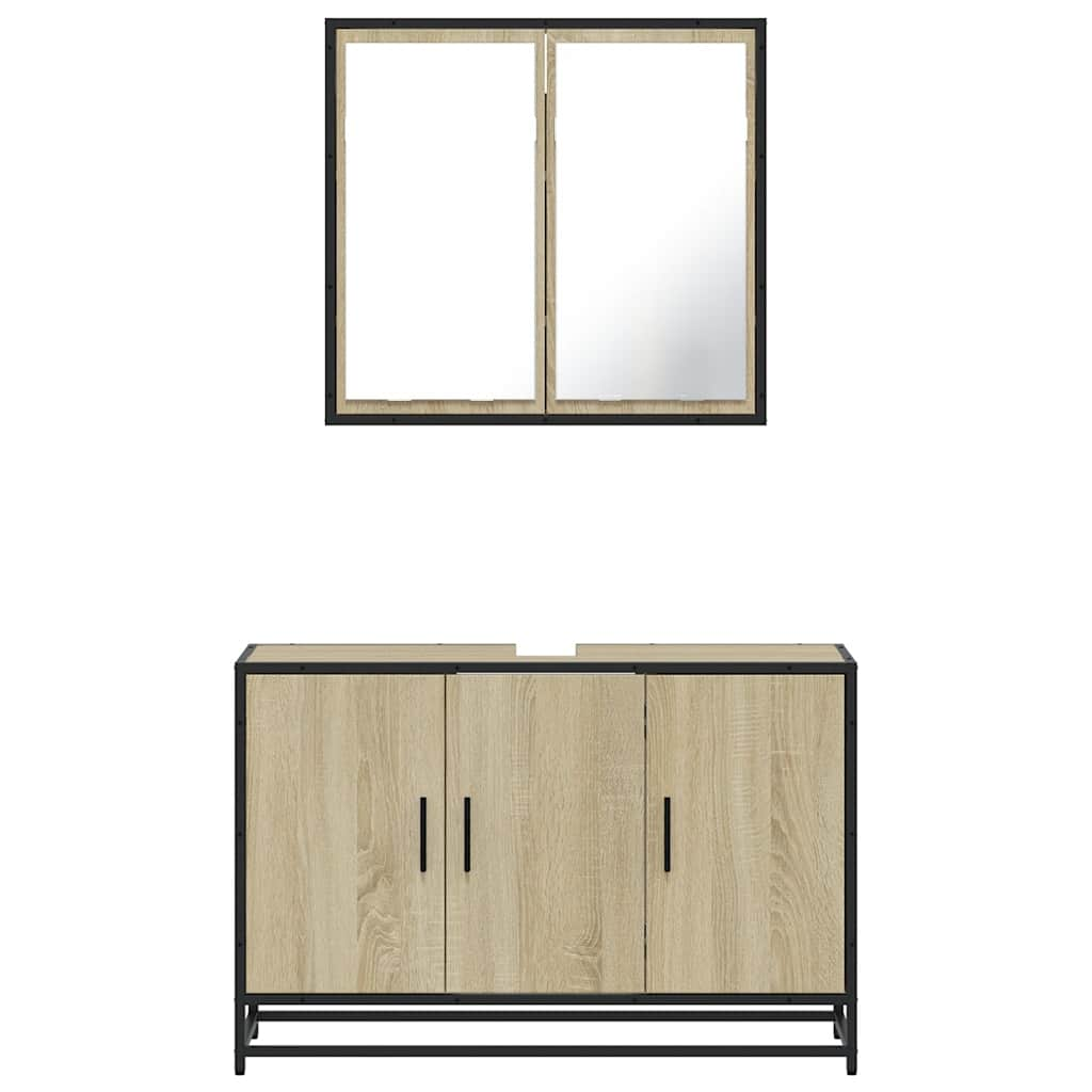 vidaXL 2 Piece Bathroom Furniture Set Sonoma Oak Engineered Wood