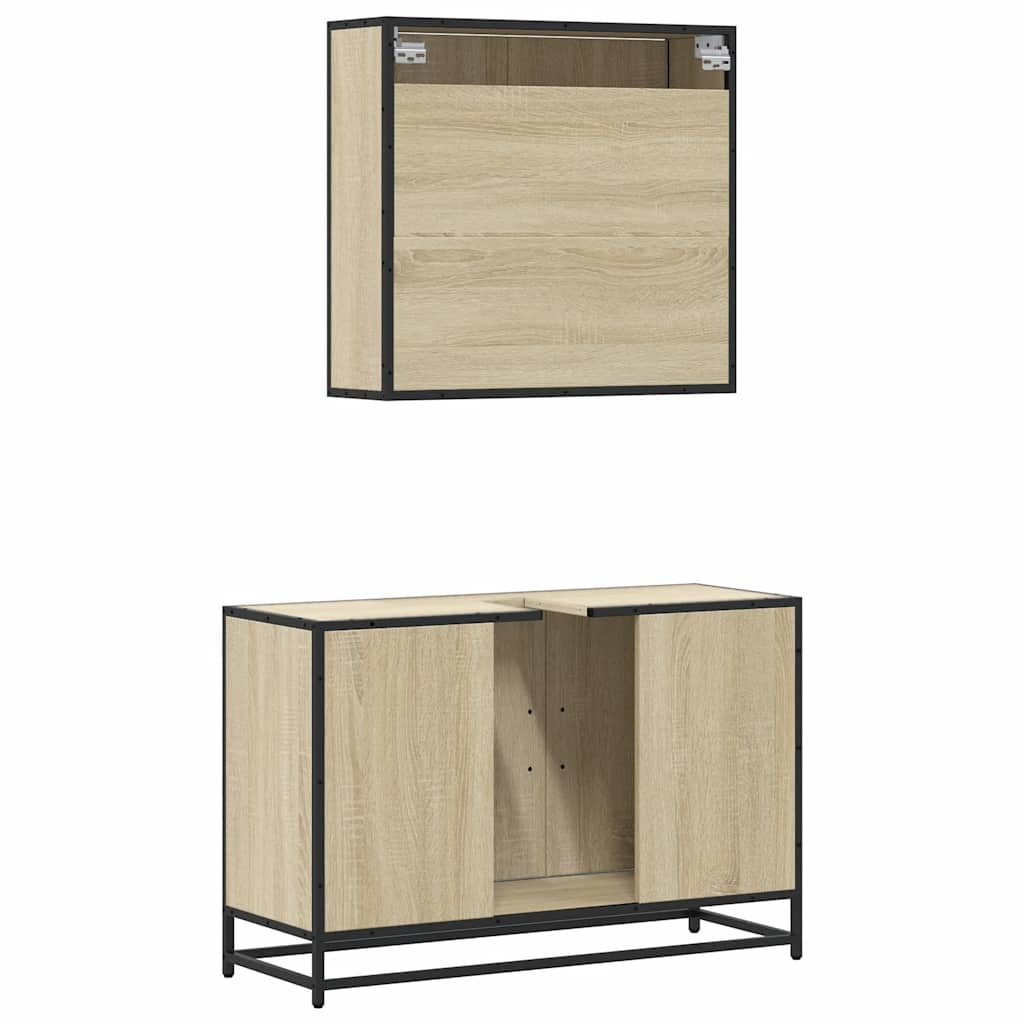 vidaXL 2 Piece Bathroom Furniture Set Sonoma Oak Engineered Wood