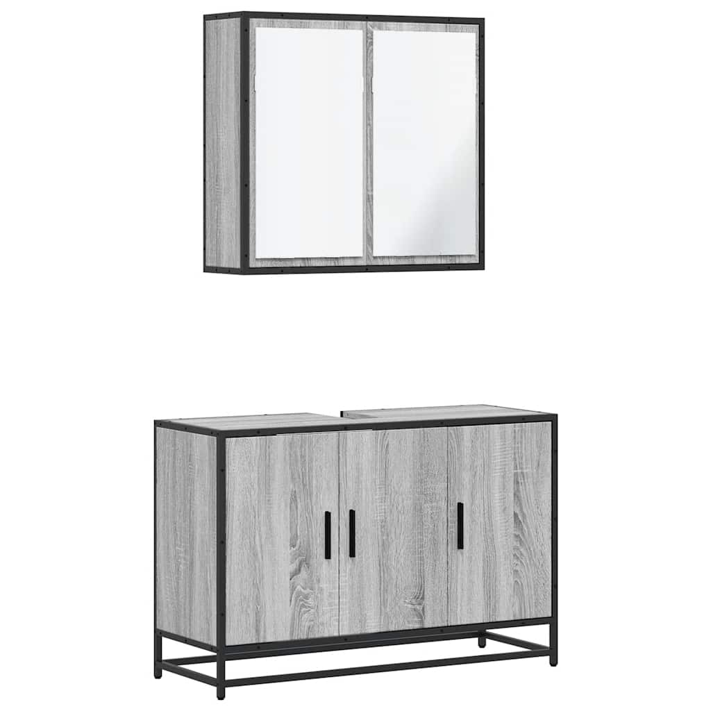 vidaXL 2 Piece Bathroom Furniture Set Grey Sonoma Engineered Wood