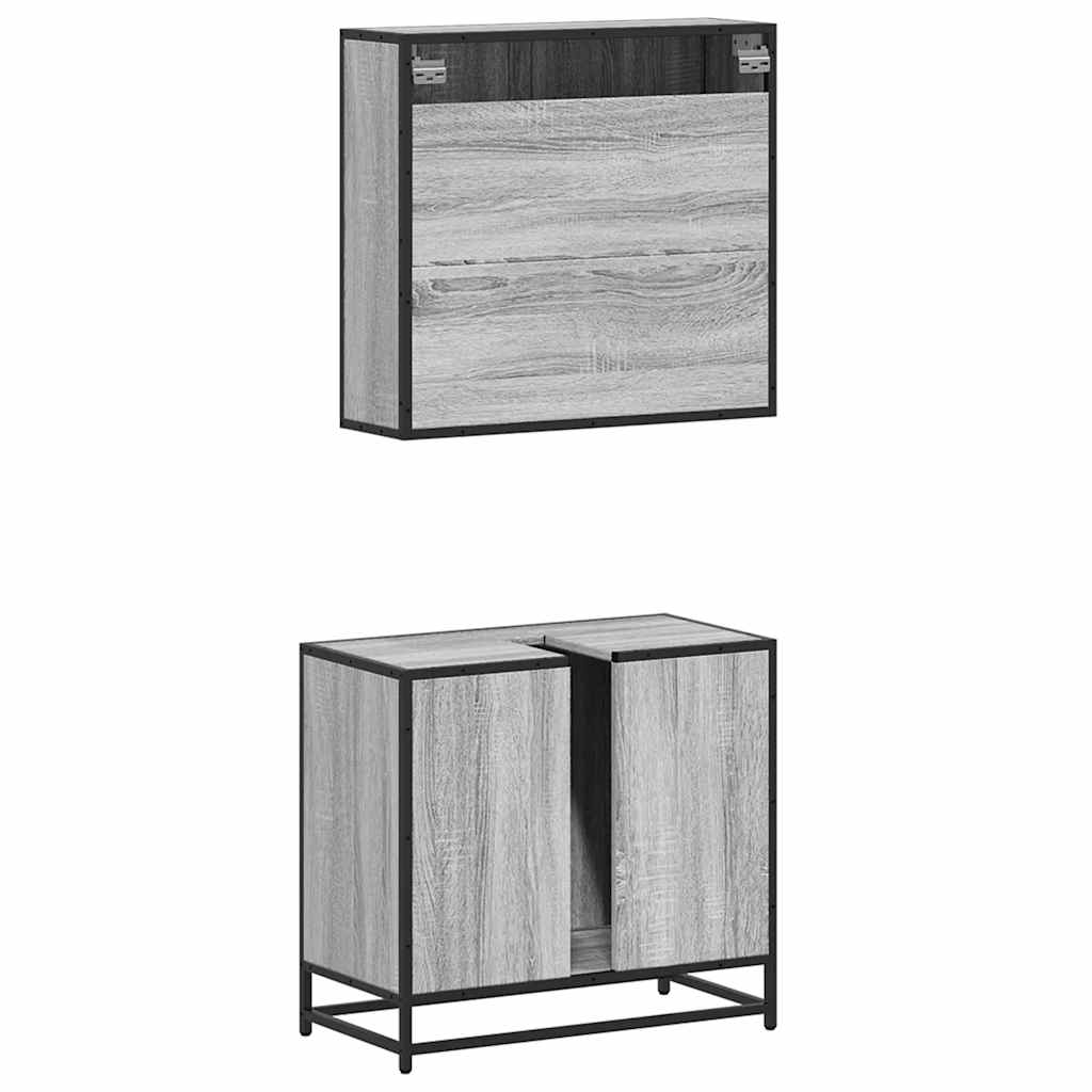 vidaXL 2 Piece Bathroom Furniture Set Grey Sonoma Engineered Wood