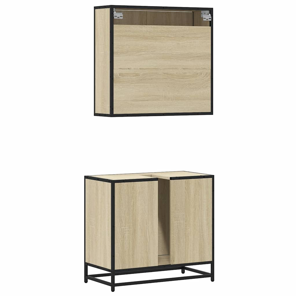 vidaXL 2 Piece Bathroom Furniture Set Sonoma Oak Engineered Wood