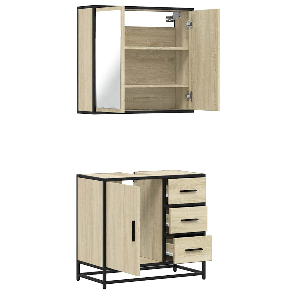 vidaXL 2 Piece Bathroom Furniture Set Sonoma Oak Engineered Wood