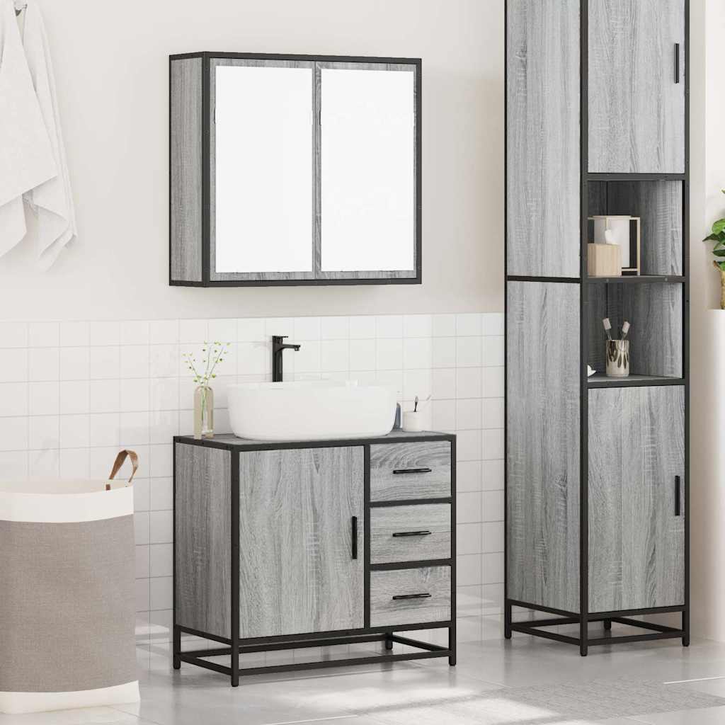 vidaXL 2 Piece Bathroom Furniture Set Grey Sonoma Engineered Wood