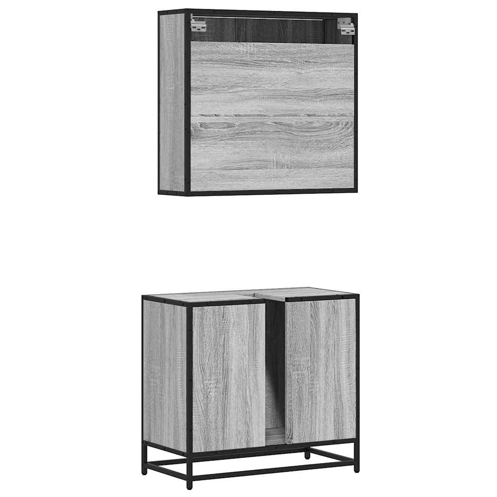 vidaXL 2 Piece Bathroom Furniture Set Grey Sonoma Engineered Wood