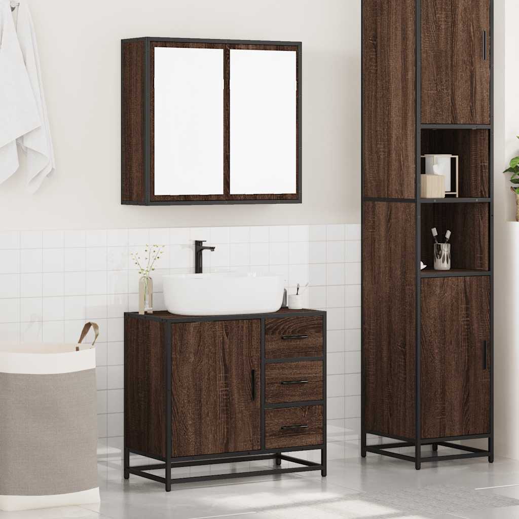 vidaXL 2 Piece Bathroom Furniture Set Brown Oak Engineered Wood