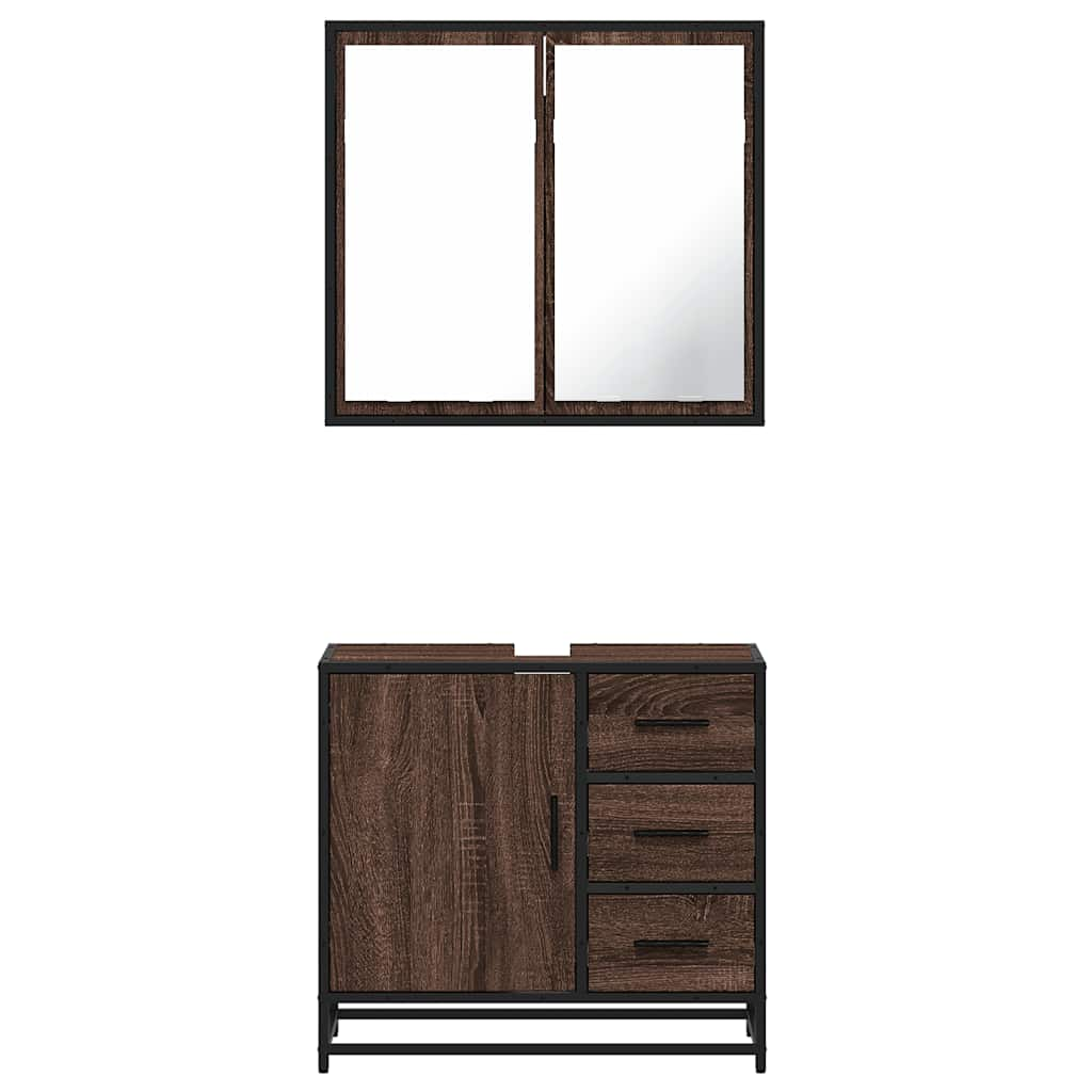 vidaXL 2 Piece Bathroom Furniture Set Brown Oak Engineered Wood