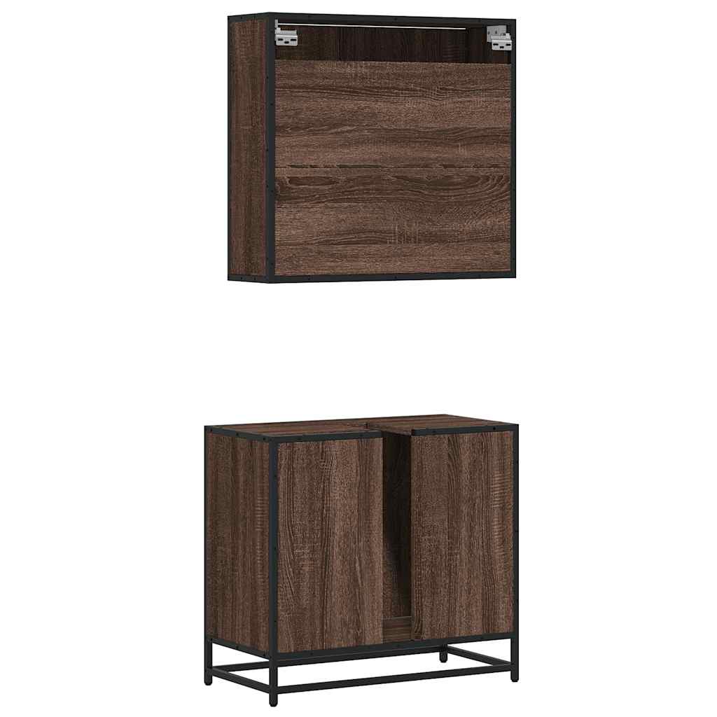 vidaXL 2 Piece Bathroom Furniture Set Brown Oak Engineered Wood