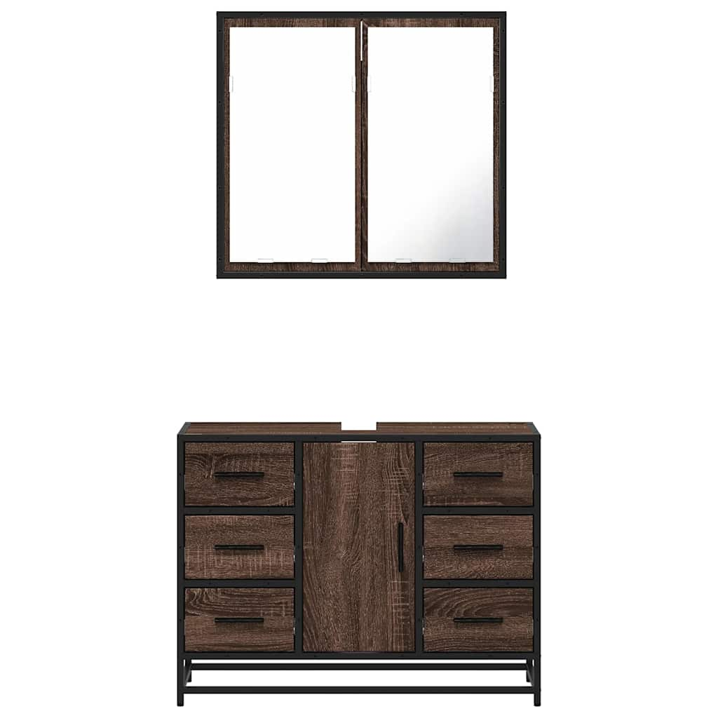 vidaXL 2 Piece Bathroom Furniture Set Brown Oak Engineered Wood