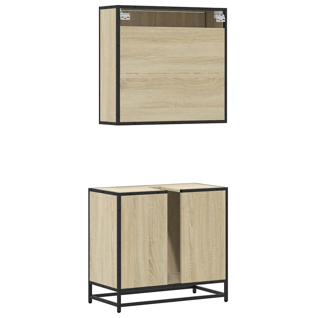 vidaXL 2 Piece Bathroom Furniture Set Sonoma Oak Engineered Wood