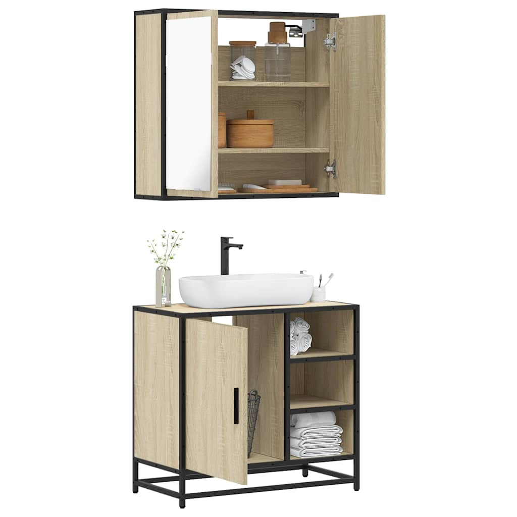 vidaXL 2 Piece Bathroom Furniture Set Sonoma Oak Engineered Wood