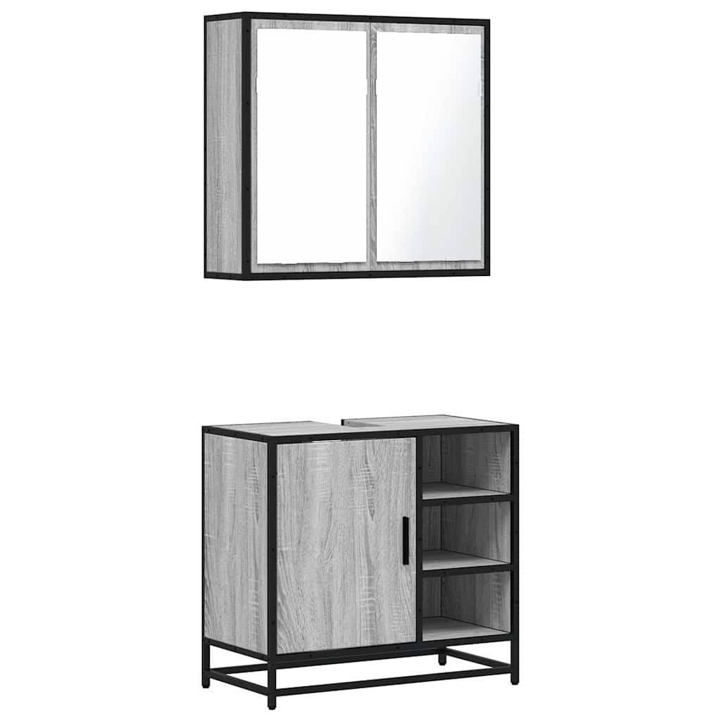 vidaXL 2 Piece Bathroom Furniture Set Grey Sonoma Engineered Wood