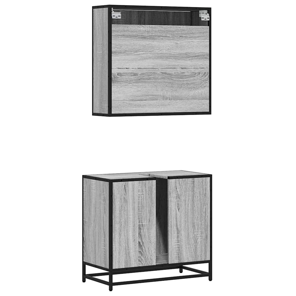 vidaXL 2 Piece Bathroom Furniture Set Grey Sonoma Engineered Wood