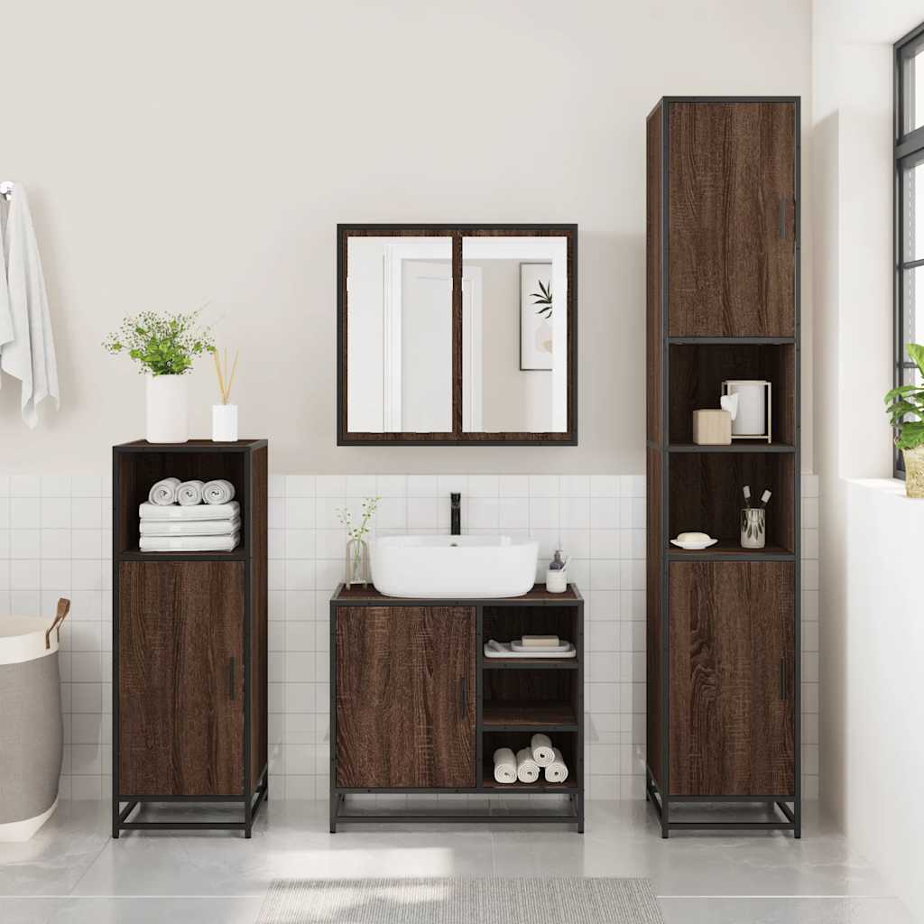 vidaXL 2 Piece Bathroom Furniture Set Brown Oak Engineered Wood