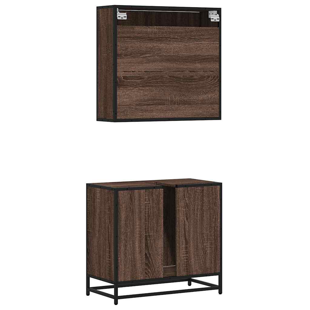 vidaXL 2 Piece Bathroom Furniture Set Brown Oak Engineered Wood