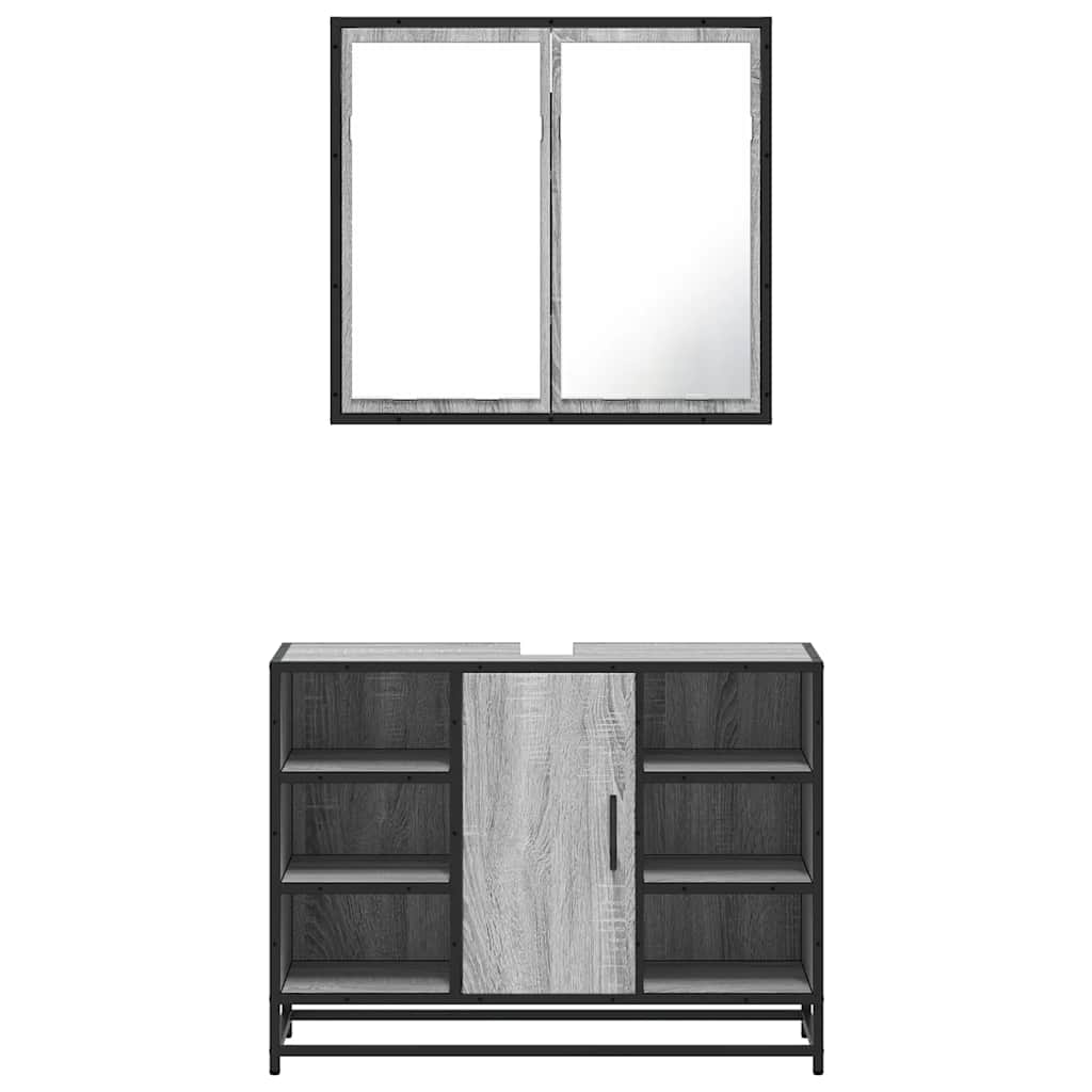 vidaXL 2 Piece Bathroom Furniture Set Grey Sonoma Engineered Wood