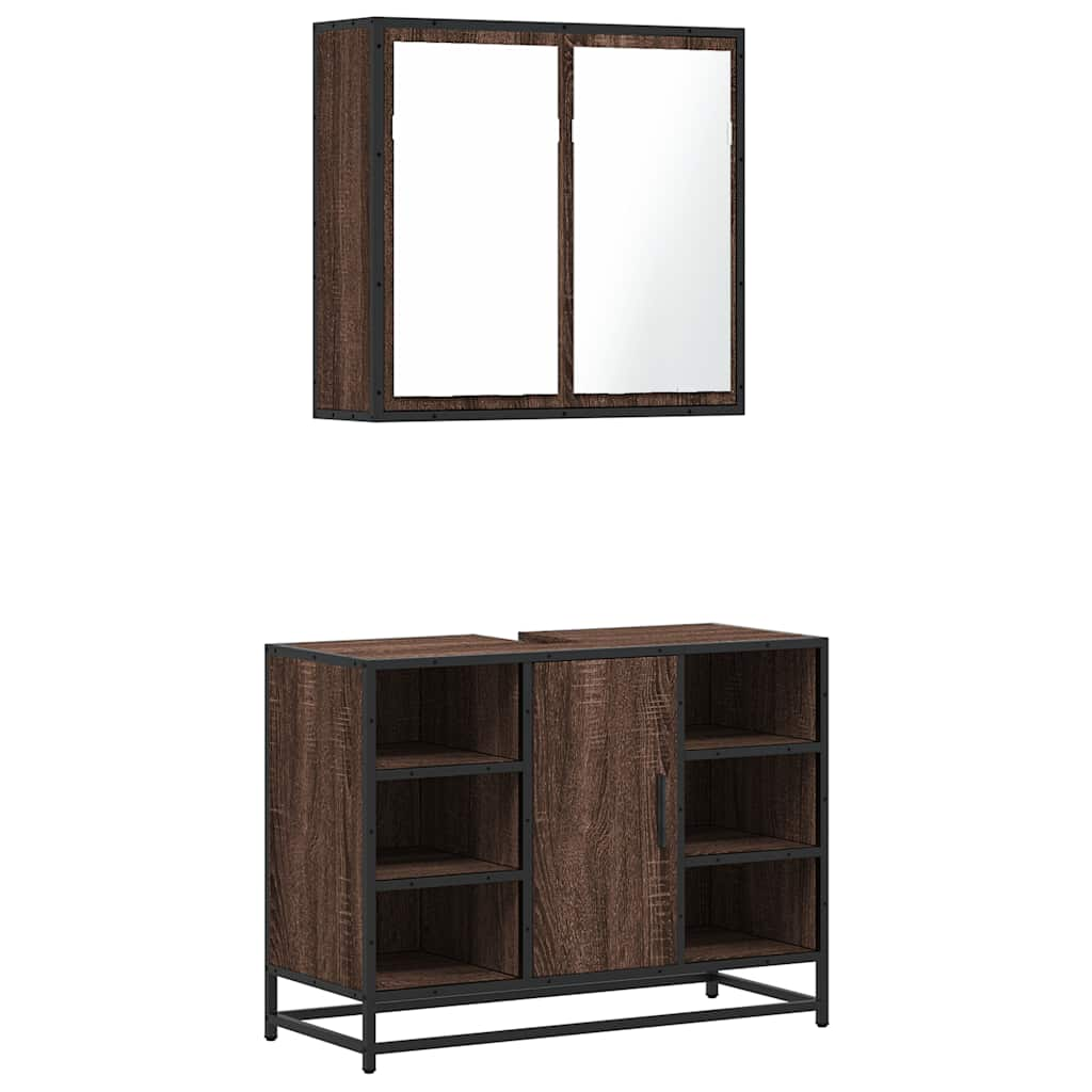 vidaXL 2 Piece Bathroom Furniture Set Brown Oak Engineered Wood