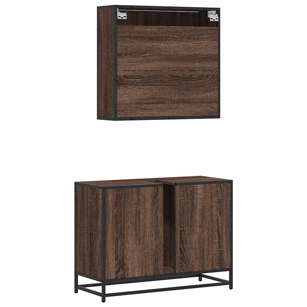 vidaXL 2 Piece Bathroom Furniture Set Brown Oak Engineered Wood