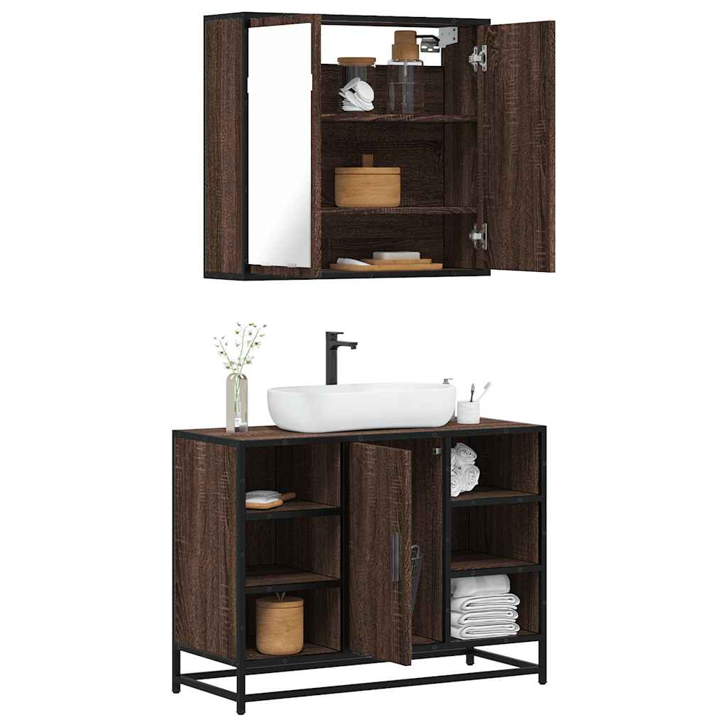 vidaXL 2 Piece Bathroom Furniture Set Brown Oak Engineered Wood