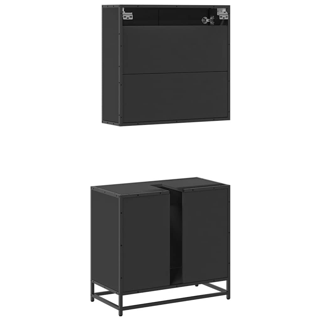 vidaXL 2 Piece Bathroom Furniture Set Black Engineered Wood