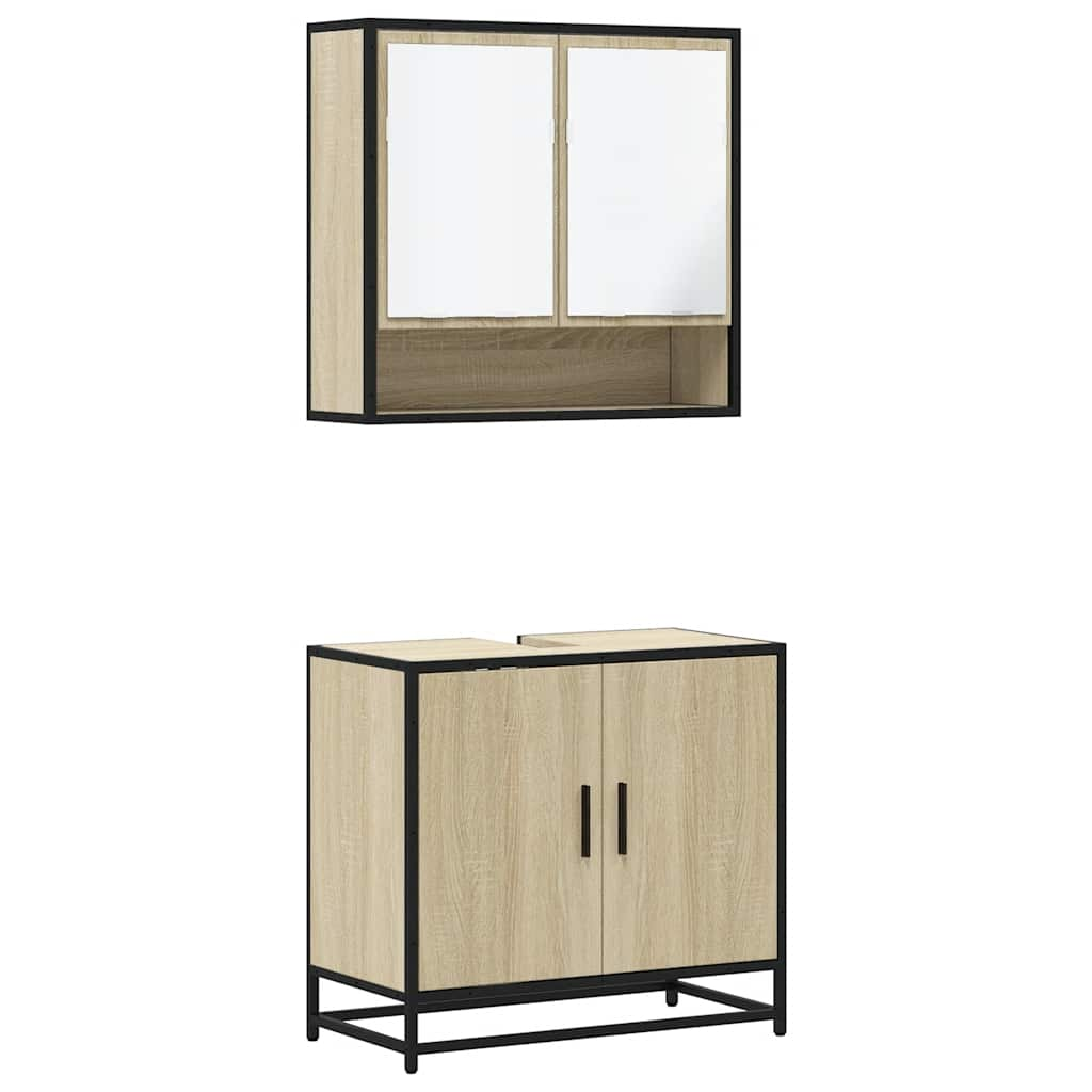 vidaXL 2 Piece Bathroom Furniture Set Sonoma Oak Engineered Wood